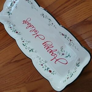 Pfaltzgraff Winterberry Happy Holidays Appetizer Tray